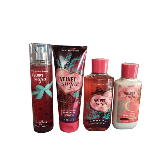Bath and Body Works Women's 4pcs Set Velvet Sugar Plum Jasmine Musk Strawberry - Picture 2 of 5